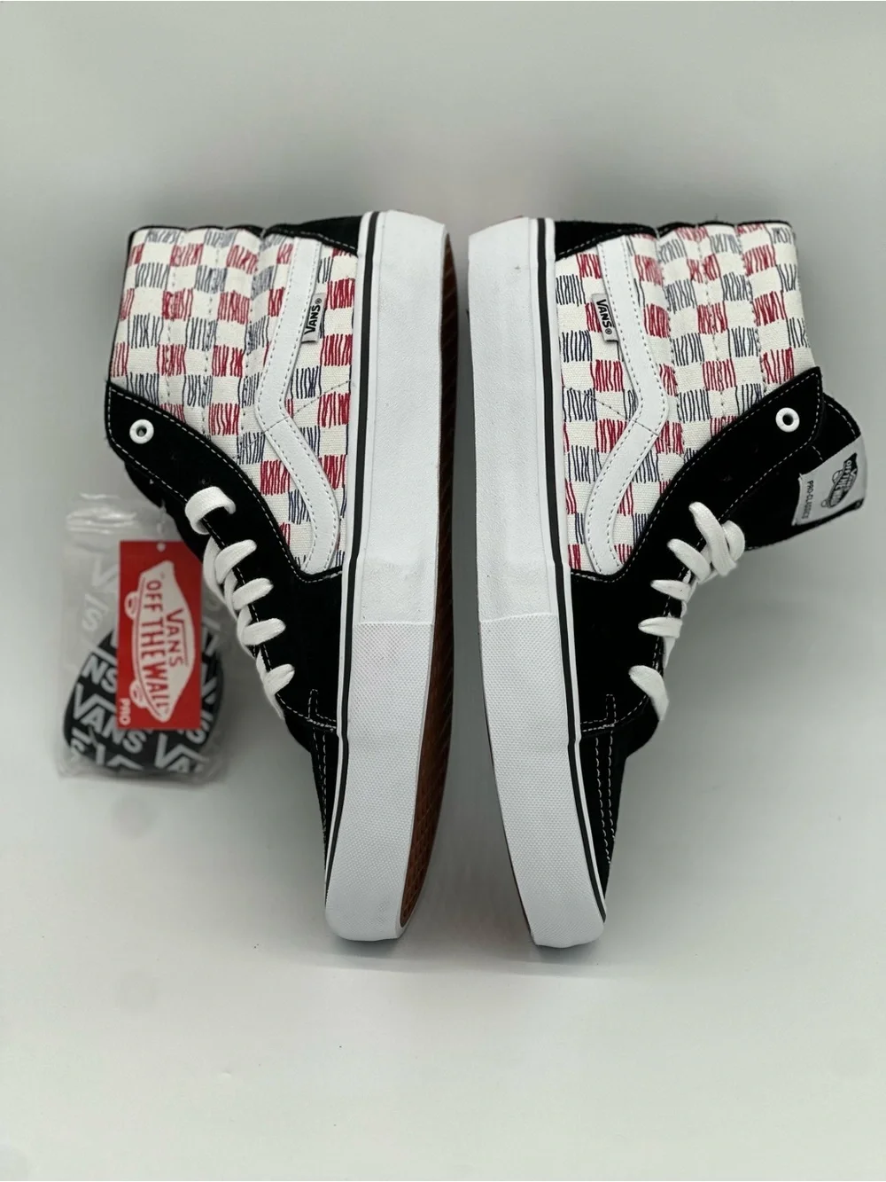 Vans Sk8-Hi Checkerboard High-Top Sneakers - Black/White/Red